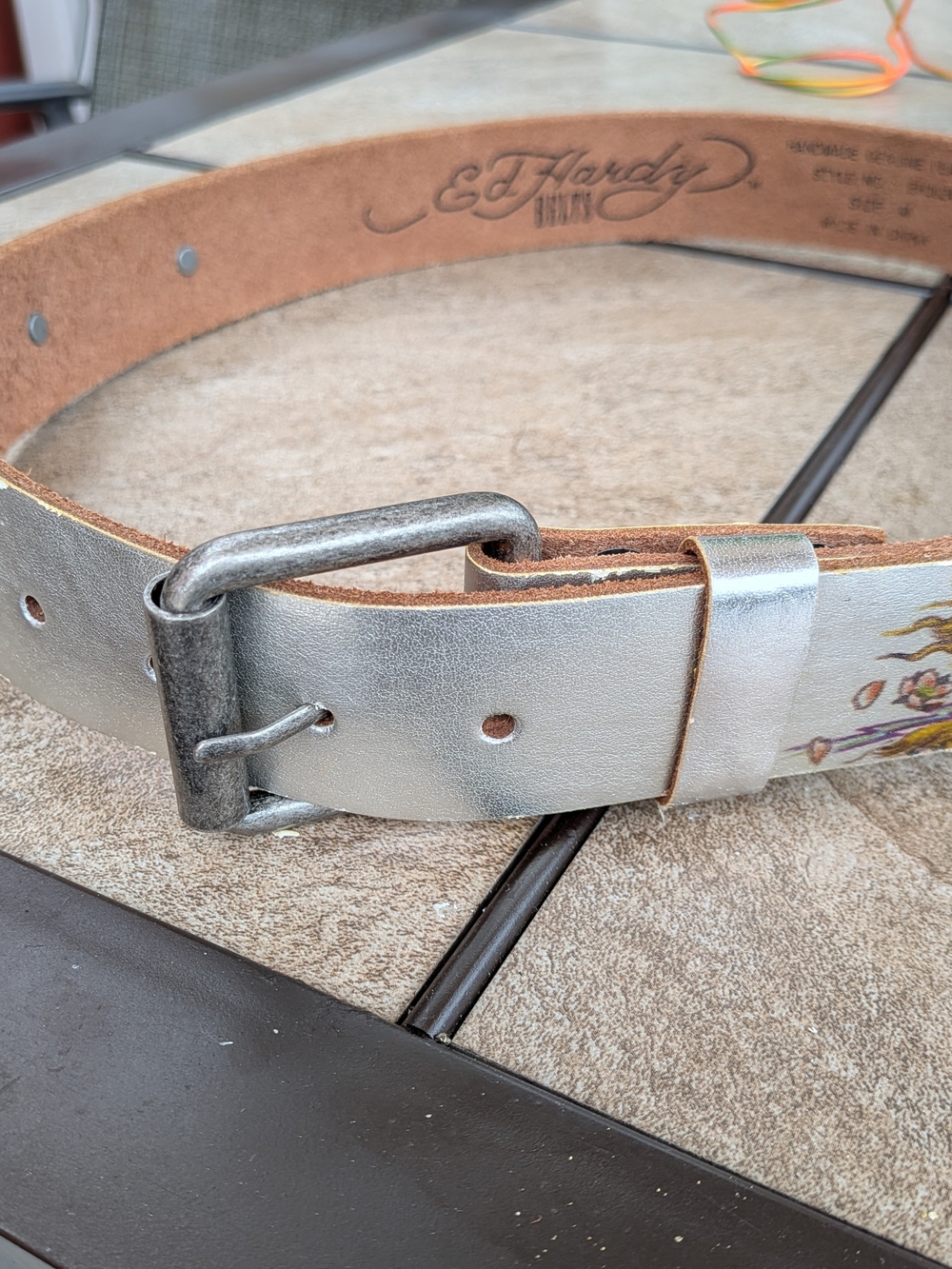 Ed Hardy Womens Silver Leather Belt